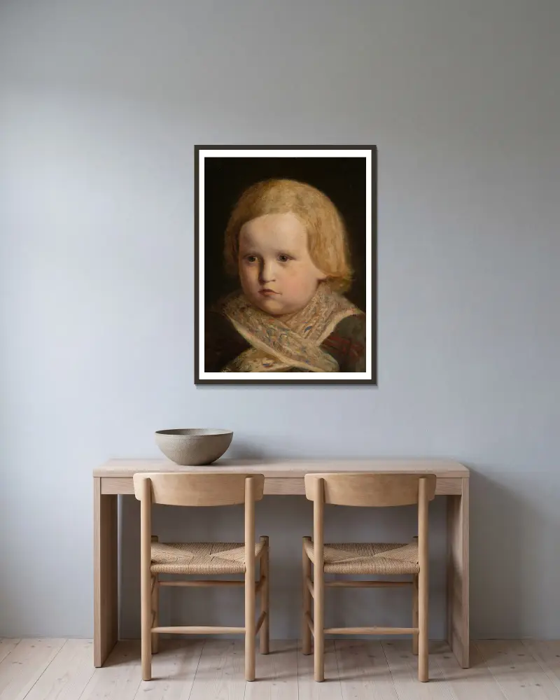 Porträtt av en liten pojke av Jan Matejko inramad på en vägg
