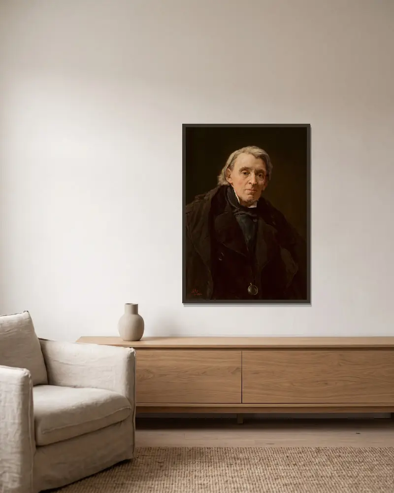 Porträtt av Karol Podlewski av Jan Matejko inramad på en vägg