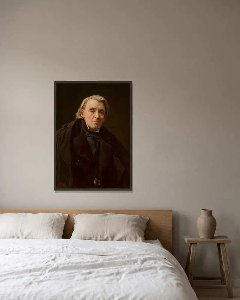 Porträtt av Karol Podlewski av Jan Matejko inramad på en vägg