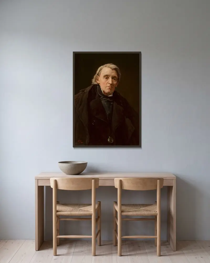 Porträtt av Karol Podlewski av Jan Matejko inramad på en vägg