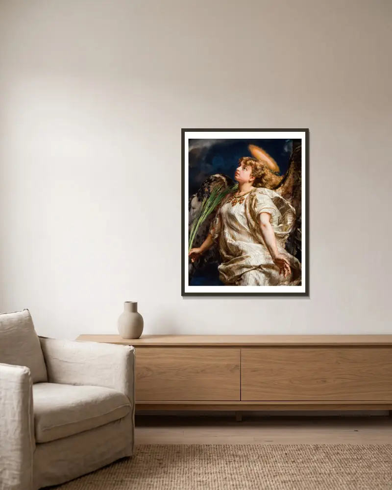 Sång – studie till målningen av Jeanne d'Arc av Jan Matejko inramad på en vägg