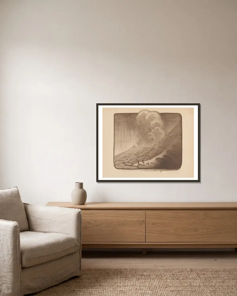 Blick auf den Vulkan Bromo auf Java von Wijnand Otto Jan Nieuwenkamp gerahmt an einer Wand
