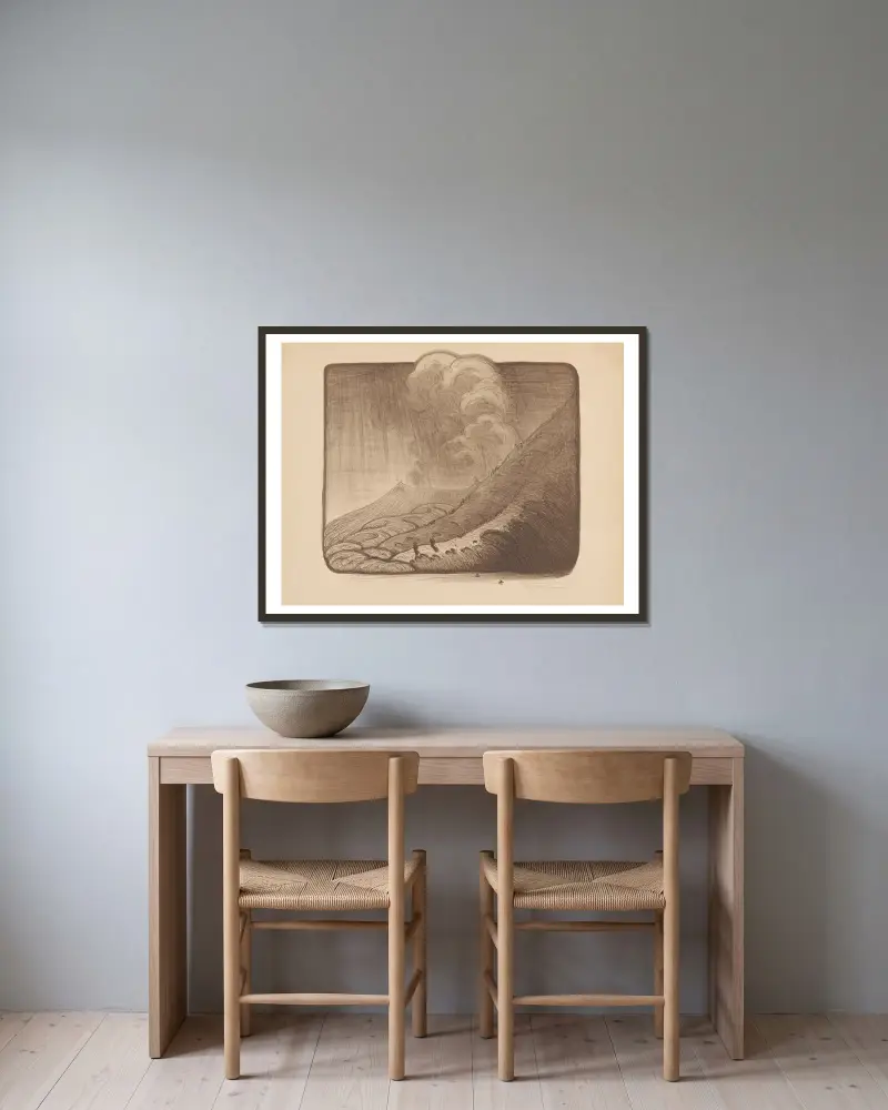 Blick auf den Vulkan Bromo auf Java von Wijnand Otto Jan Nieuwenkamp gerahmt an einer Wand
