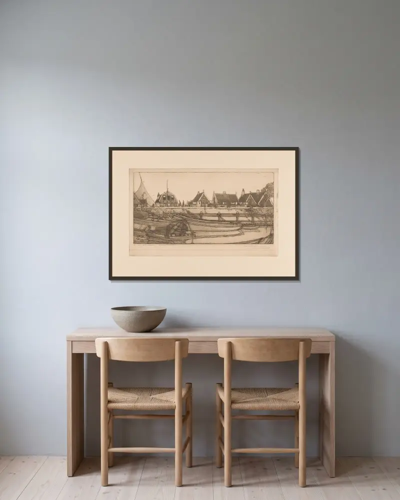 Haven van Volendam De werf, Volendam av Wijnand Otto Jan Nieuwenkamp inramad på en vägg