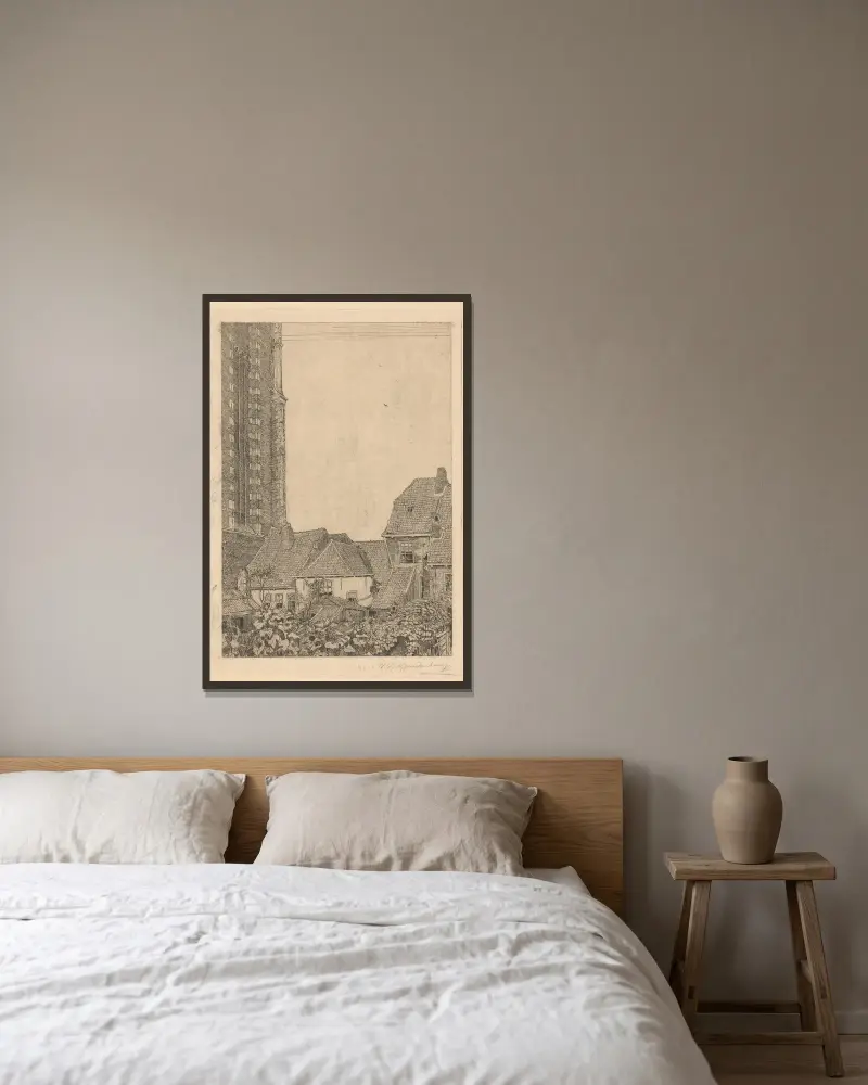 Häuser beim Onze-Lieve-Vrouwetoren in Amersfoort von Wijnand Otto Jan Nieuwenkamp gerahmt an einer Wand