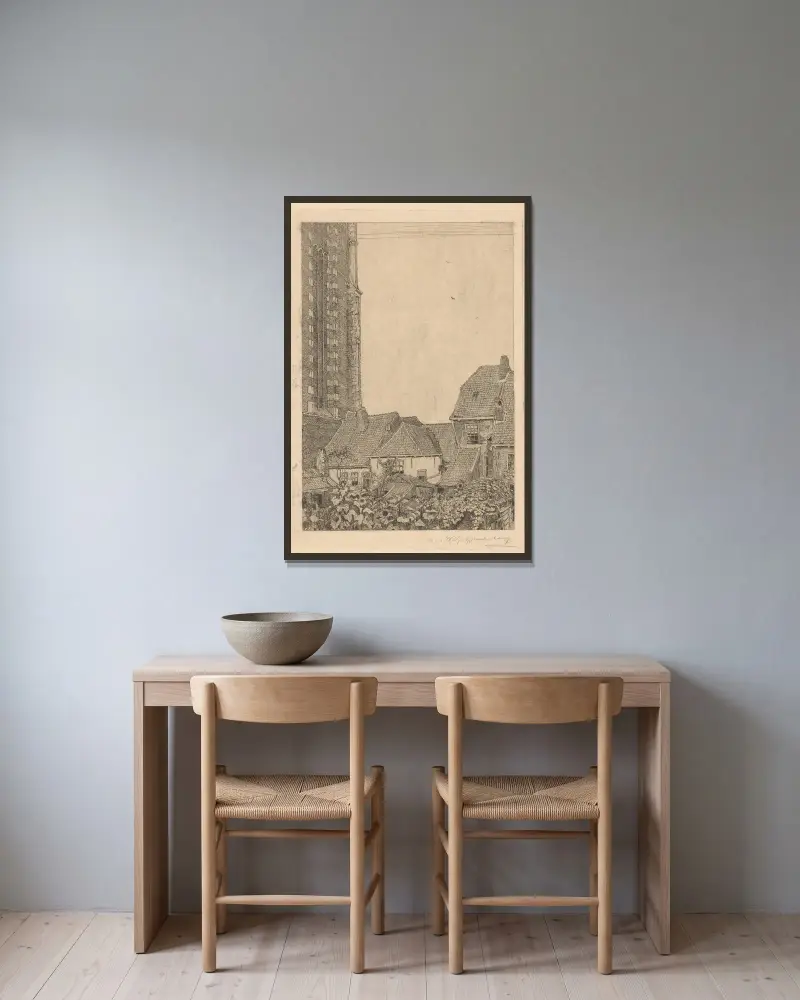 Häuser beim Onze-Lieve-Vrouwetoren in Amersfoort von Wijnand Otto Jan Nieuwenkamp gerahmt an einer Wand