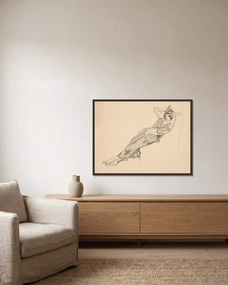 Odaliske von Jan Rembowski gerahmt an einer Wand