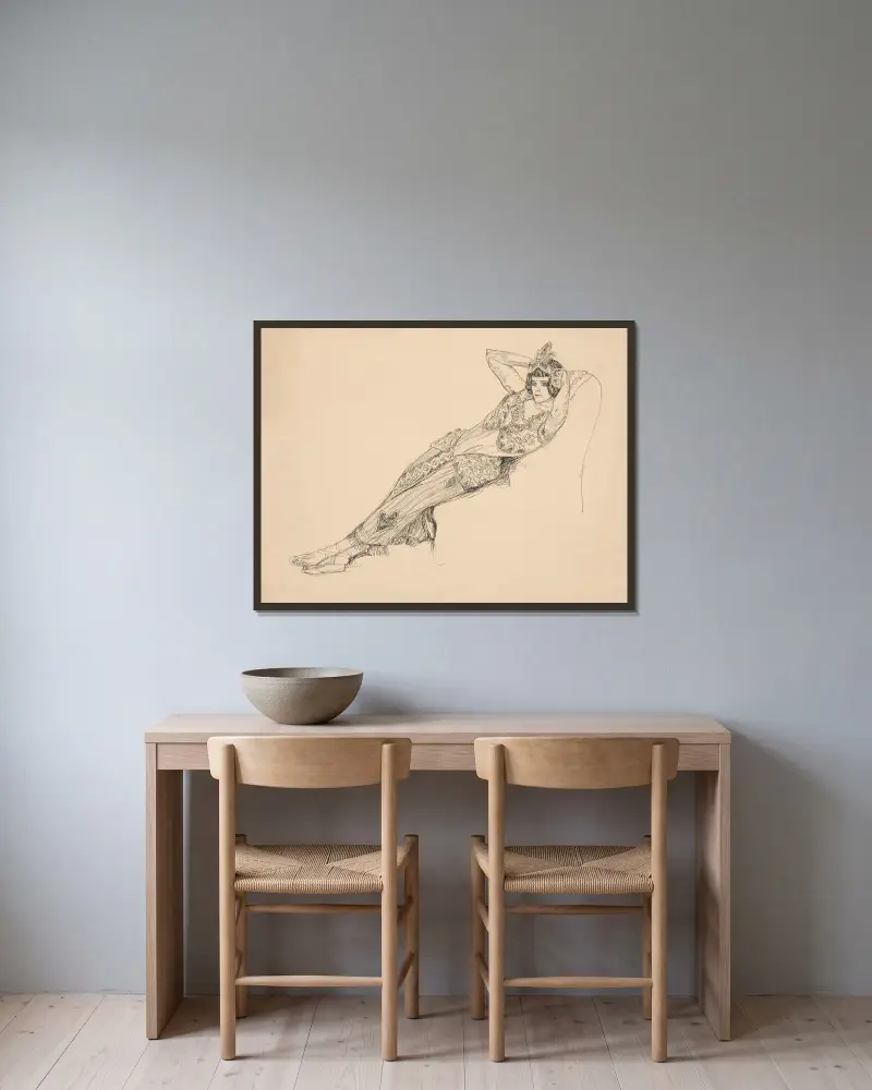 Odaliske von Jan Rembowski gerahmt an einer Wand
