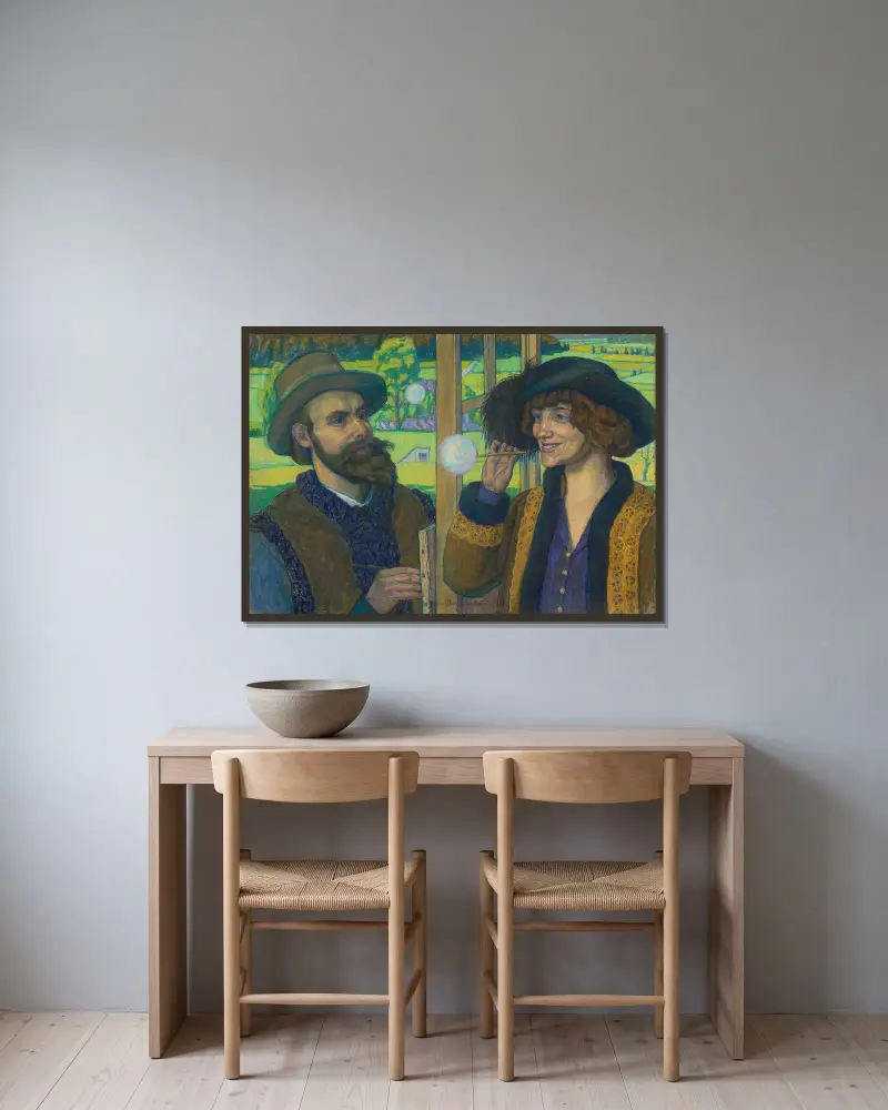 Seifenblasen von Jan Rembowski gerahmt an einer Wand
