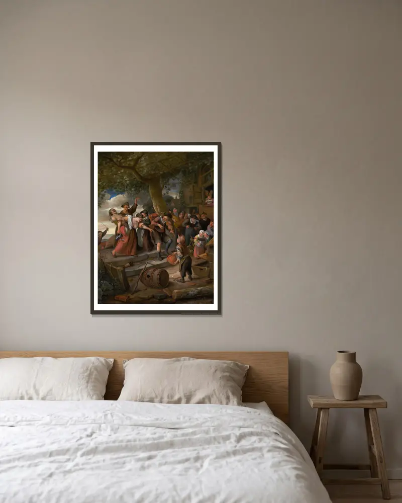 En gris hör hemma i svinstian av Jan Steen inramad på en vägg