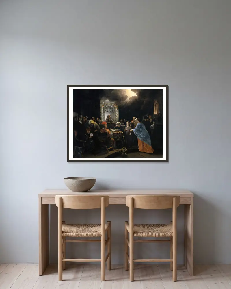 Christ among the Doctors av Jan Steen inramad på en vägg