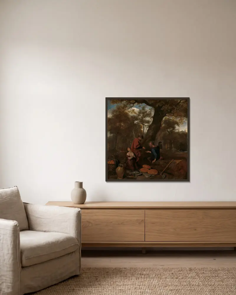 Erysichthon sprzedający swoją córkę, Jan Steen w ramie na ścianie