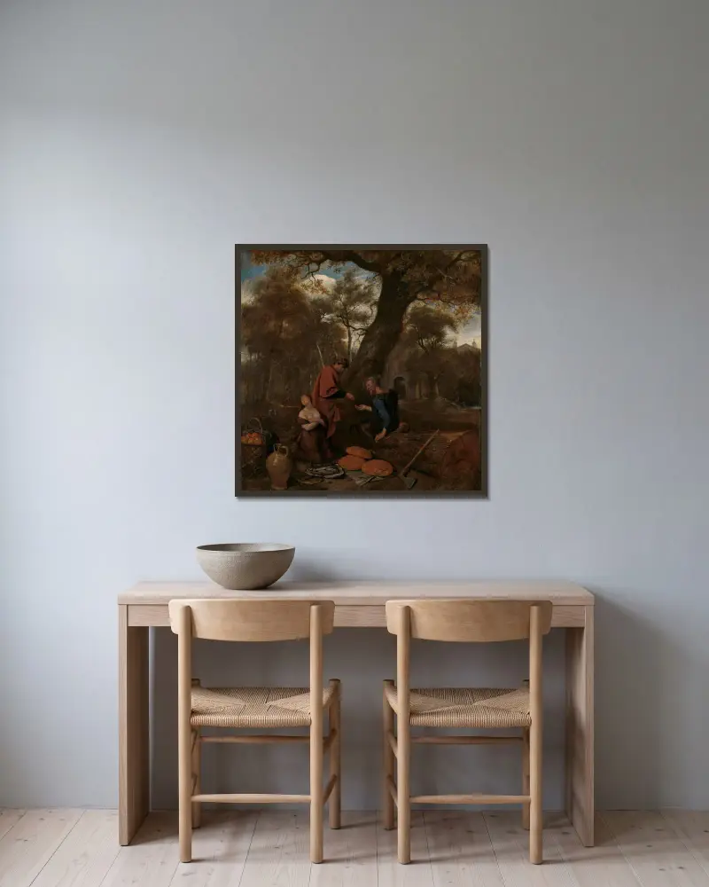 Erysichthon sprzedający swoją córkę, Jan Steen w ramie na ścianie