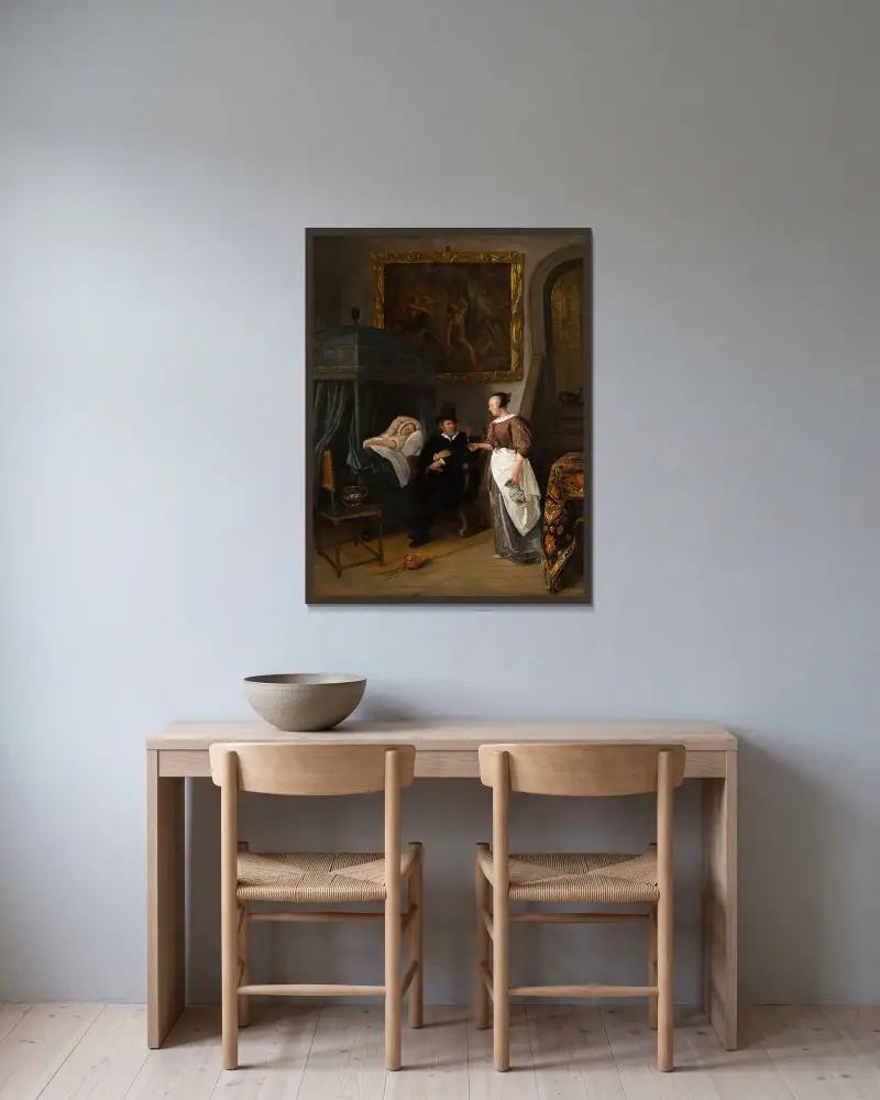 Wizyta lekarza, Jan Steen w ramie na ścianie