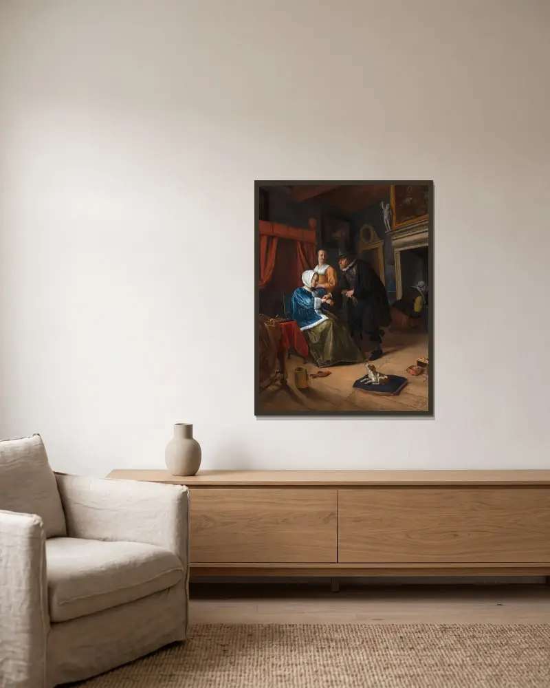 The Sick Girl av Jan Steen inramad på en vägg