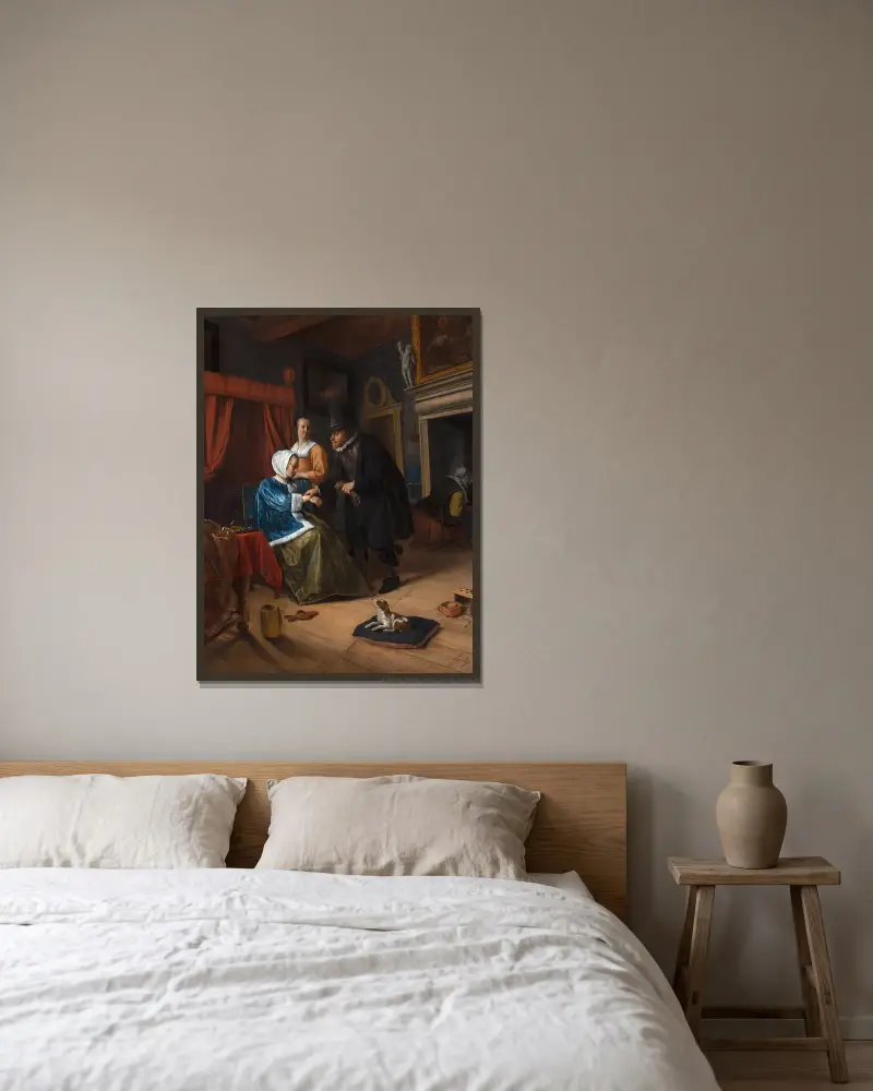 The Sick Girl av Jan Steen inramad på en vägg