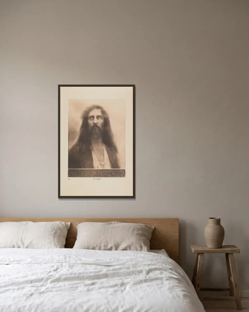 Le Christ av Jan Styka inramad på en vägg