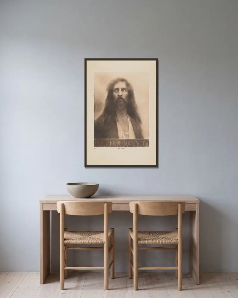 Le Christ av Jan Styka inramad på en vägg