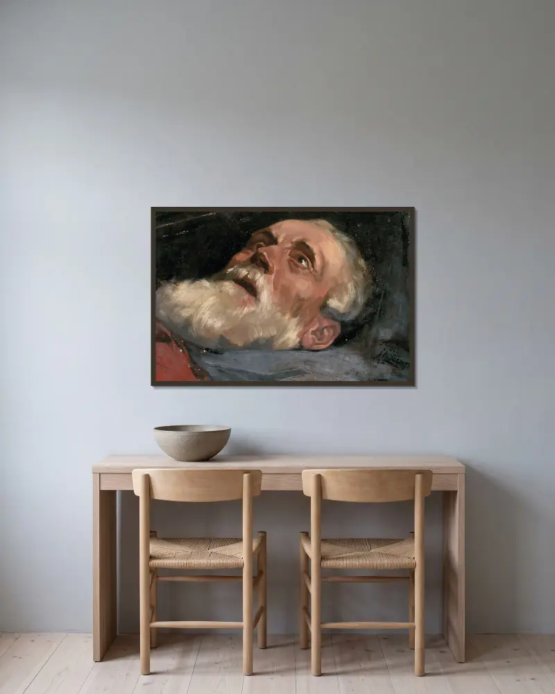 Huvud av en gammal man (studie) av Jan Toorop inramad på en vägg