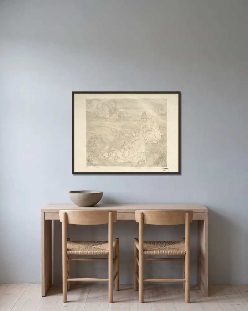 Opraváři sítí, Jan Toorop v rámu na stěně