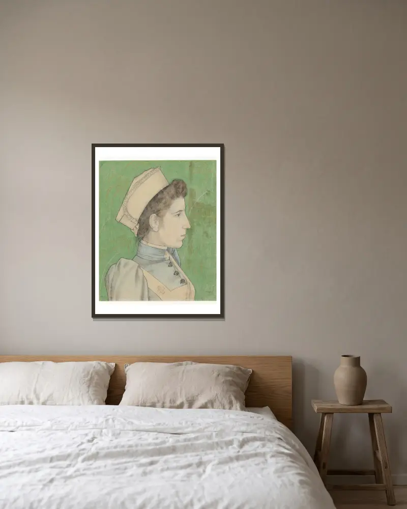 Portrait of Nurse Nelly av Jan Toorop inramad på en vägg