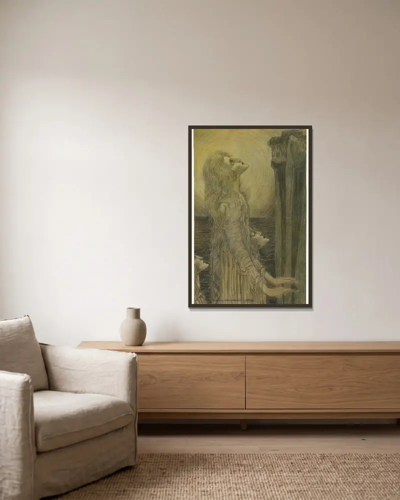 Skica k Panis Angelicus, Jan Toorop v rámu na stěně