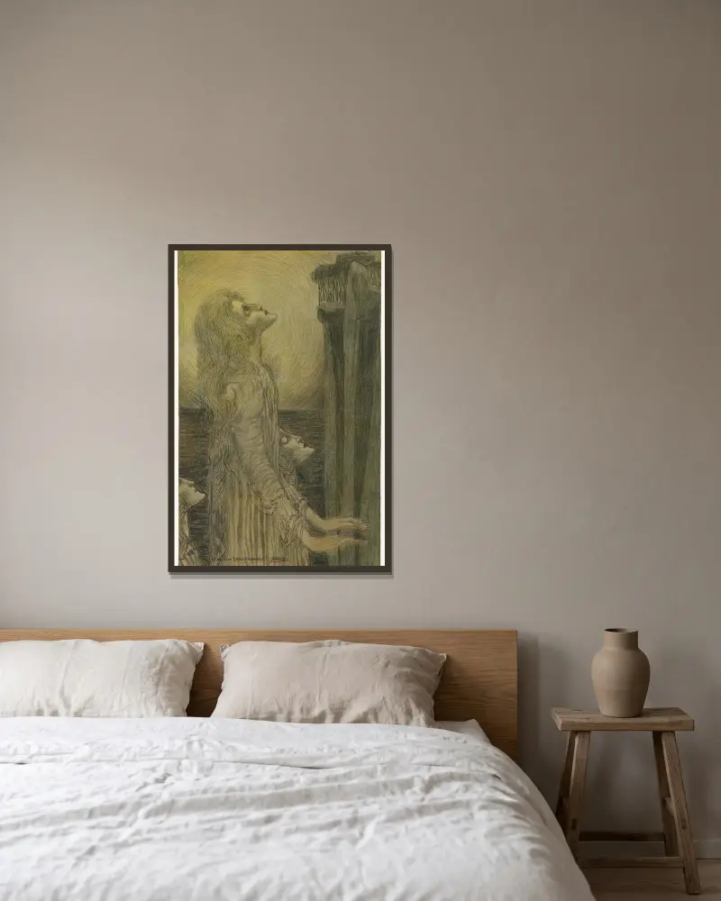 Skica k Panis Angelicus, Jan Toorop v rámu na stěně