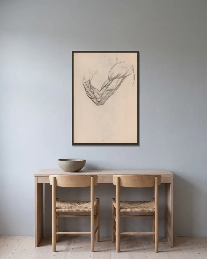 Anatomische Studie der Muskeln eines rechten Arms von Jan Veth gerahmt an einer Wand
