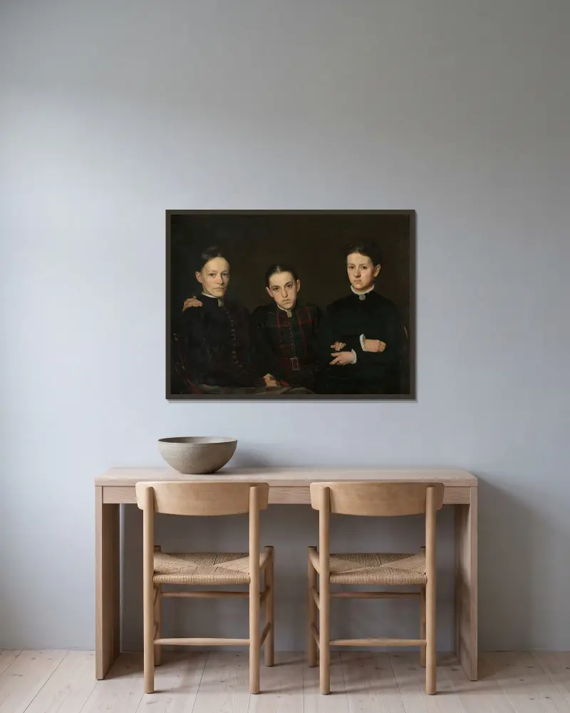 Portret Cornelii, Clary i Johanny Veth, Jan Veth w ramie na ścianie