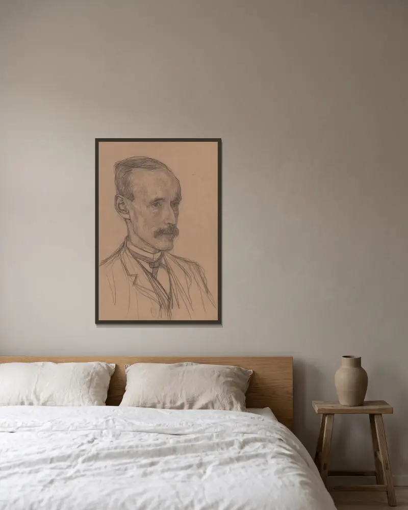 Portret van Allard Pierson av Jan Veth inramad på en vägg