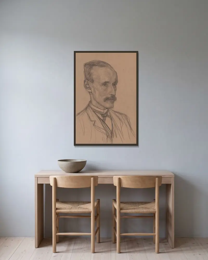 Portret van Allard Pierson av Jan Veth inramad på en vägg
