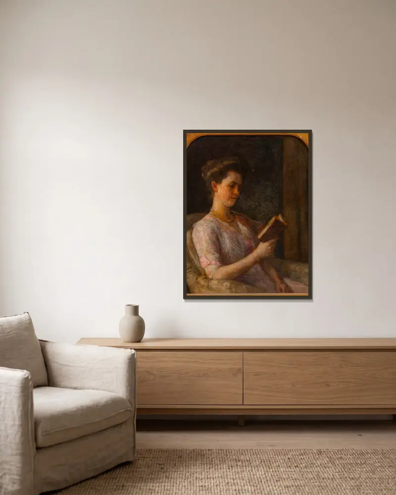 Porträtt av Mrs. Helena Dorothea Schniewind-Greeff (1880–1971) av Jan Veth inramad på en vägg
