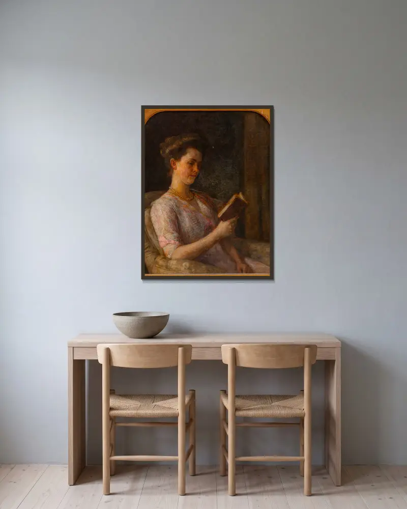 Porträtt av Mrs. Helena Dorothea Schniewind-Greeff (1880–1971) av Jan Veth inramad på en vägg