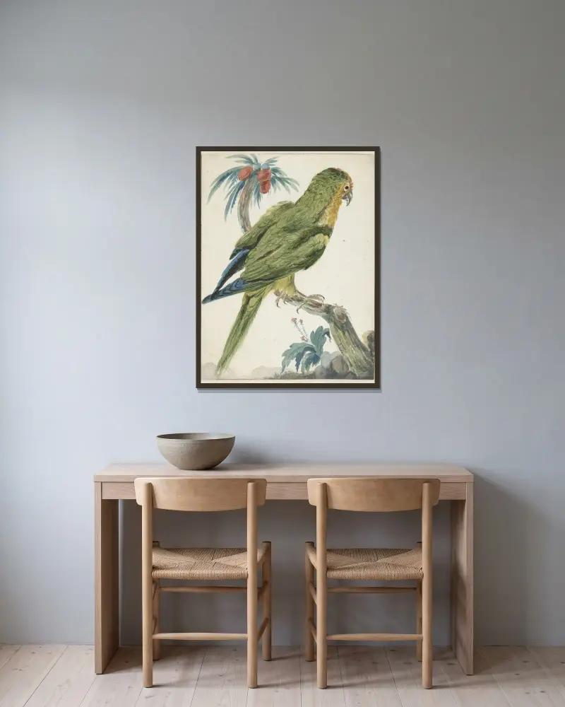 Geelvoorhoofd parkiet (Bolborhyuchus aurifrons) av Jan Weenix inramad på en vägg