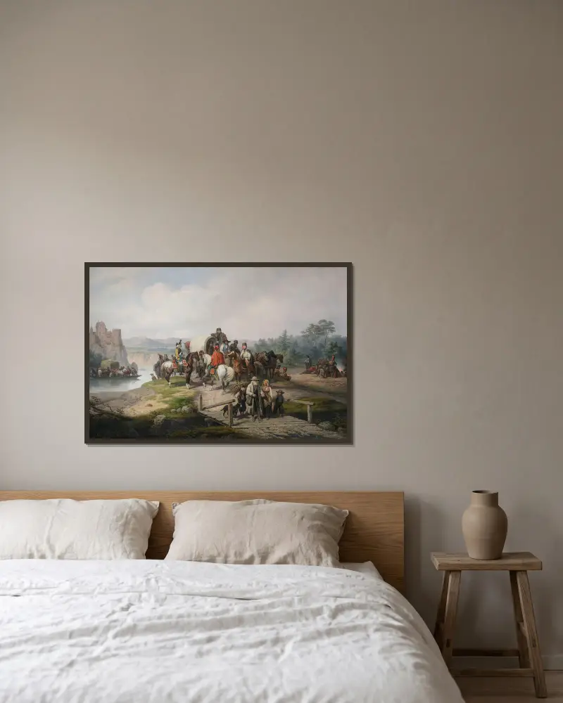 Karren am Flussufer von January Suchodolski gerahmt an einer Wand