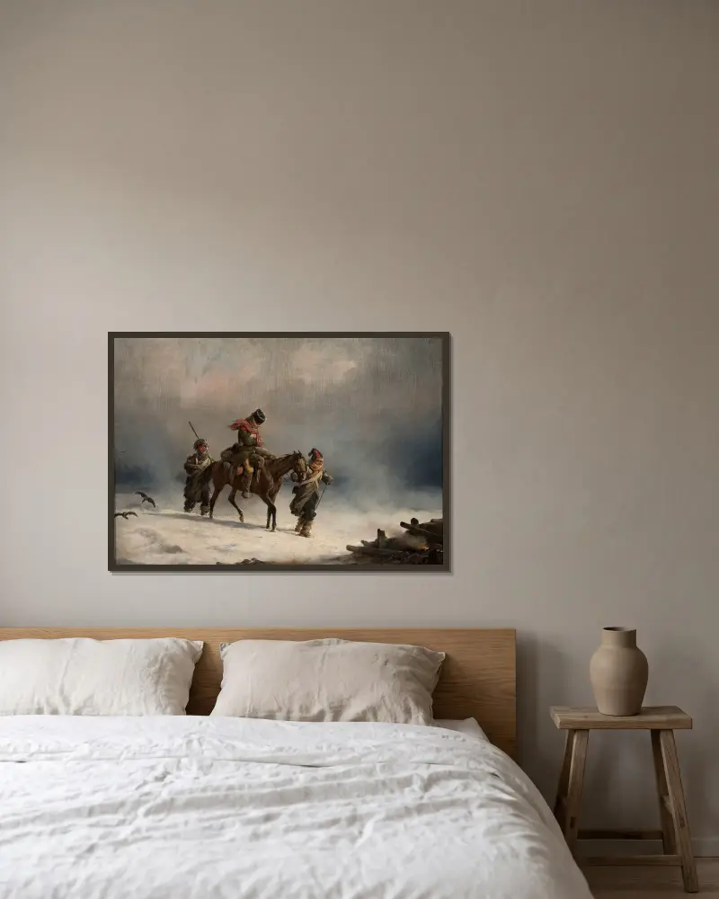Retreat from Moscow in 1812 av January Suchodolski inramad på en vägg