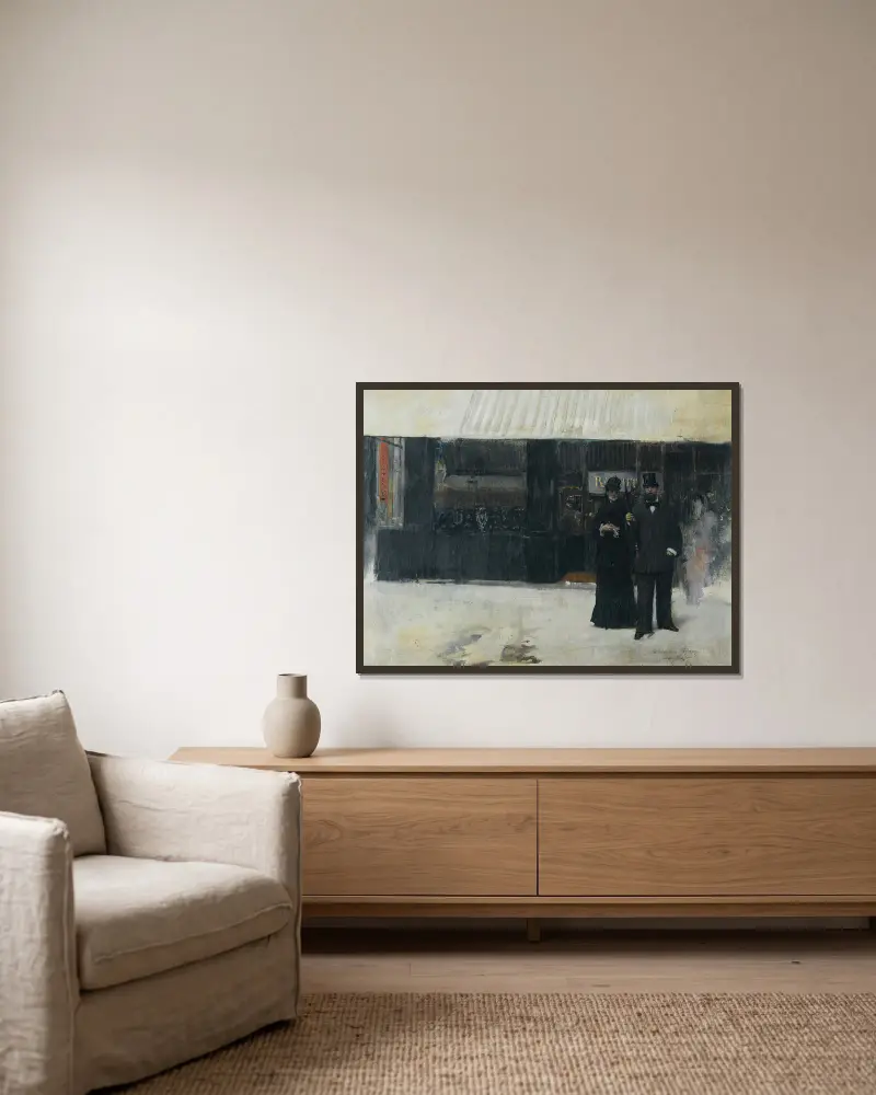 Paar vor einer Juweliergeschäft von Jean Béraud gerahmt an einer Wand