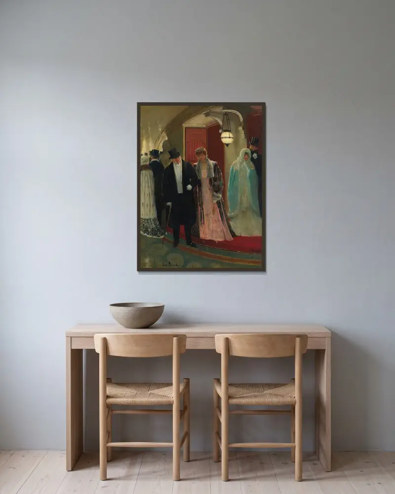 Utgång från operans logé av Jean Béraud inramad på en vägg