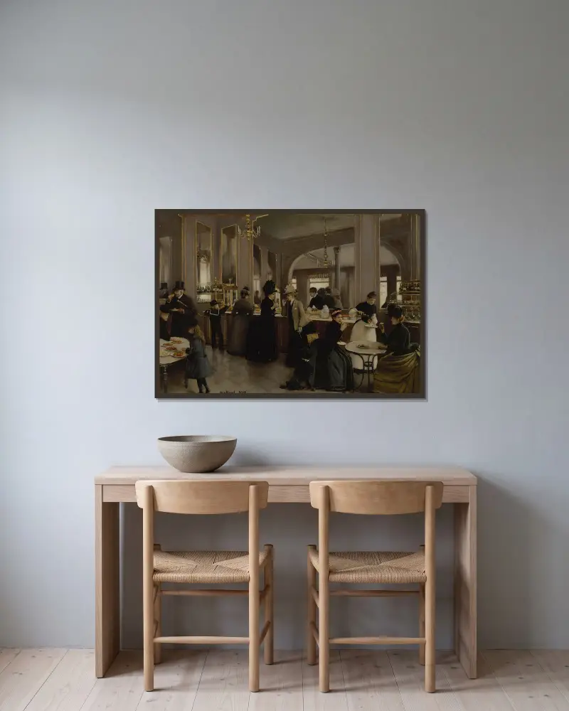 La pâtisserie Gloppe av Jean Béraud inramad på en vägg
