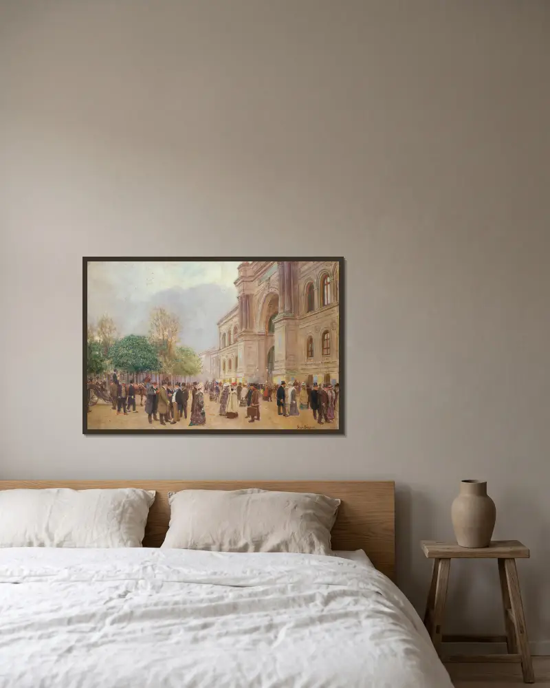 Utgången från salongen i Industripalatset av Jean Béraud inramad på en vägg