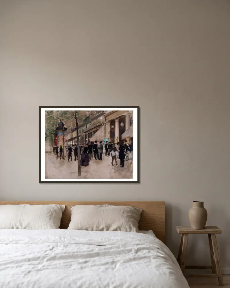 Boulevard Montmartre, framför Théâtre des Variétés, på eftermiddagen av Jean Béraud inramad på en vägg