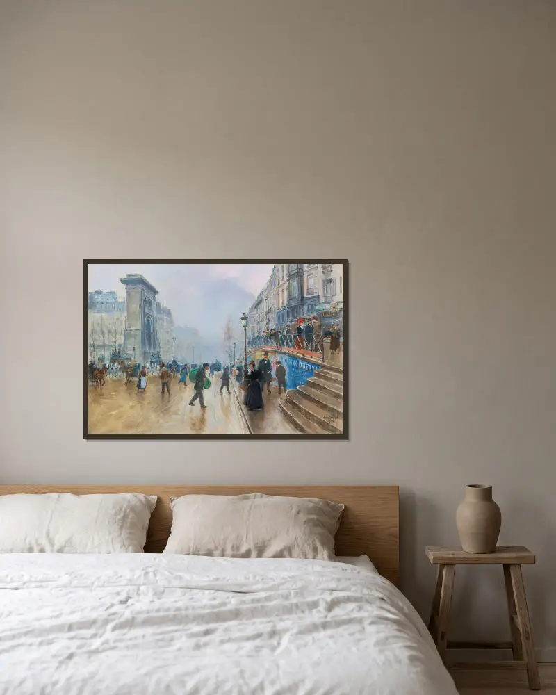 Le boulevard Saint-Denis à Paris av Jean Béraud inramad på en vägg