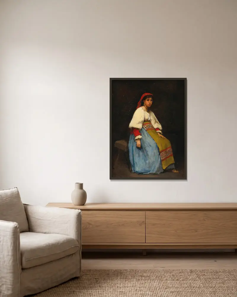 Die Italienerin von Jean Béraud gerahmt an einer Wand