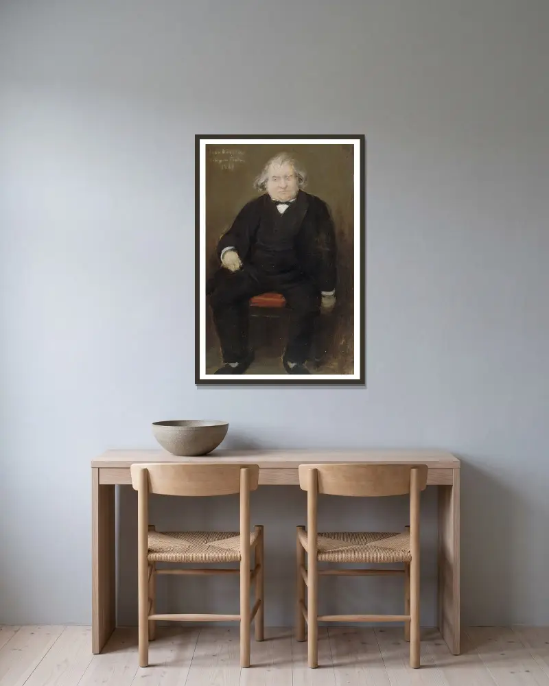 Portrait d’Ernest Renan (1823-1892), philosophe av Jean Béraud inramad på en vägg