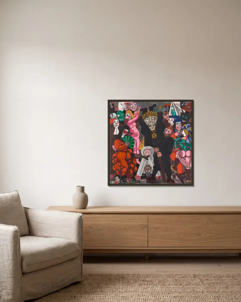 Karneval von Jean Brusselmans gerahmt an einer Wand