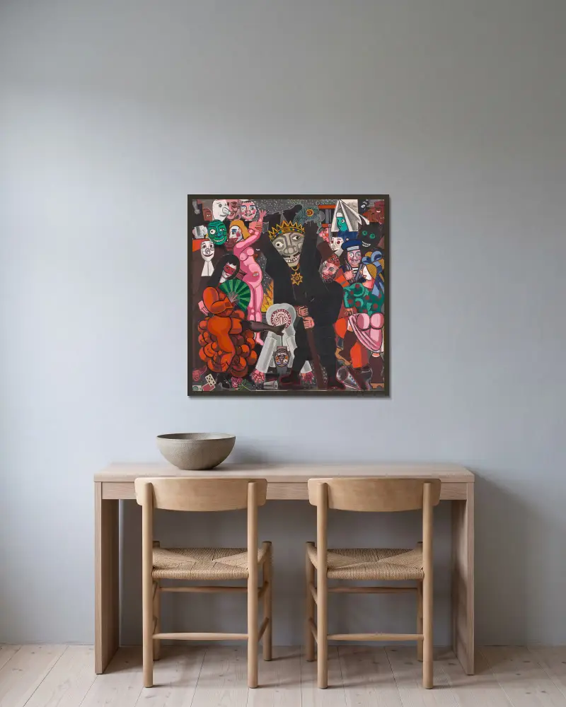 Karneval von Jean Brusselmans gerahmt an einer Wand
