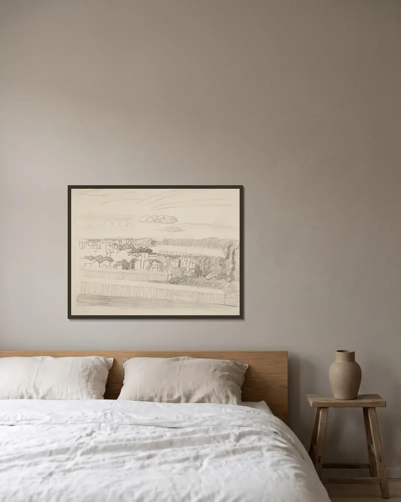 Landschaft von Jean Brusselmans gerahmt an einer Wand
