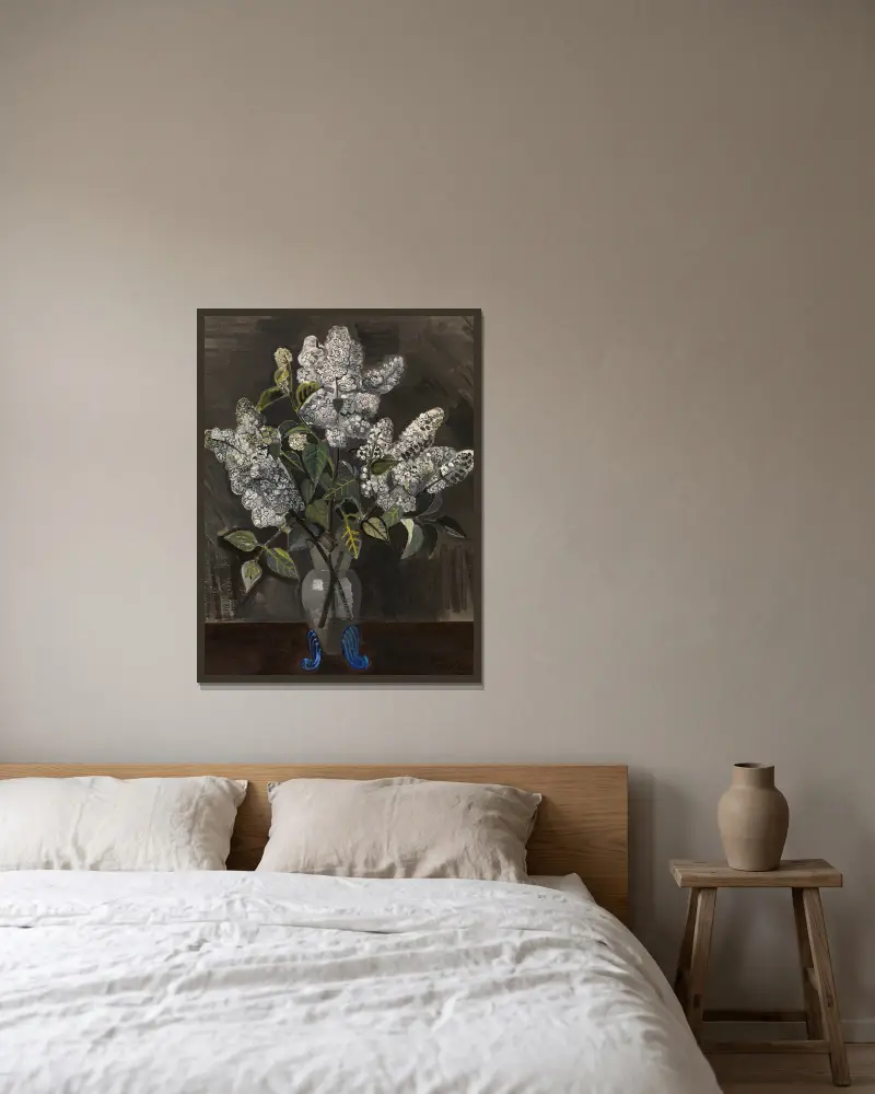 Flieder von Jean Brusselmans gerahmt an einer Wand
