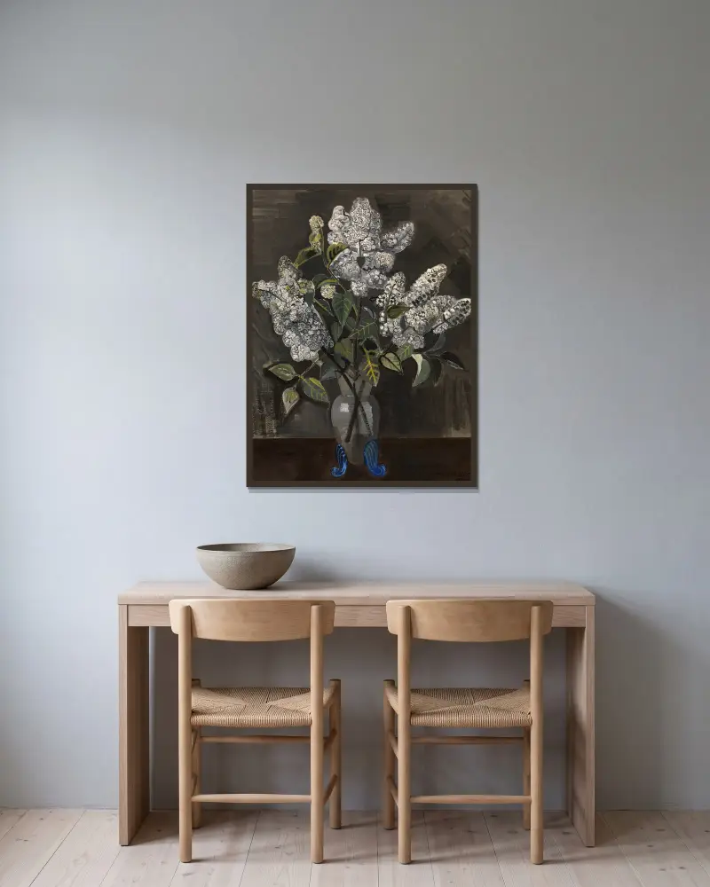 Flieder von Jean Brusselmans gerahmt an einer Wand