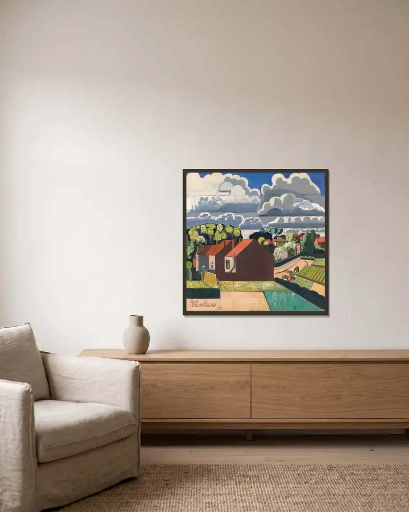 Frühling von Jean Brusselmans gerahmt an einer Wand